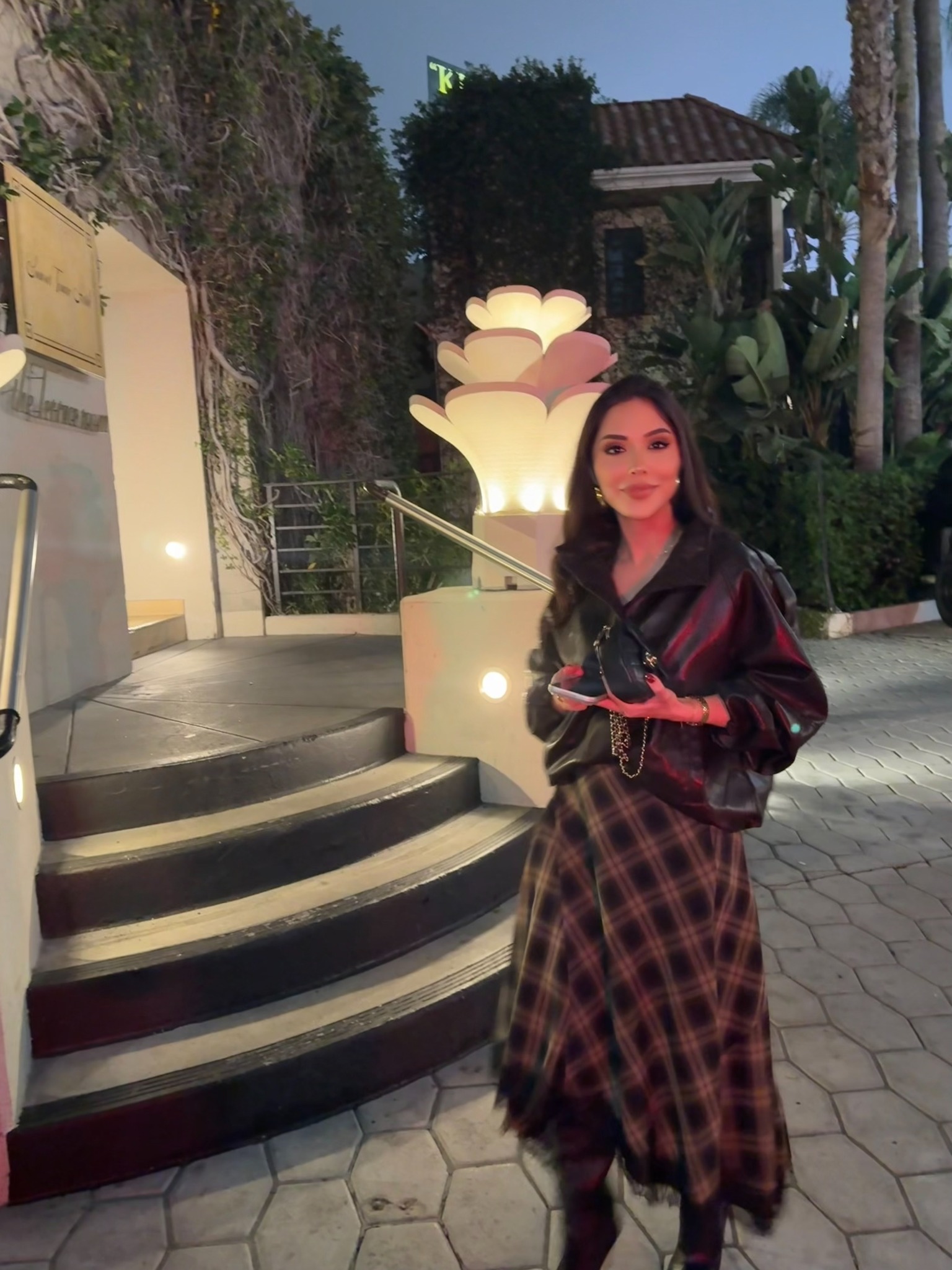 Organic fashion collaboration featuring a leather and plaid look